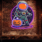 Astronaut Carrying Pumpkin Lights LED neon sign product image