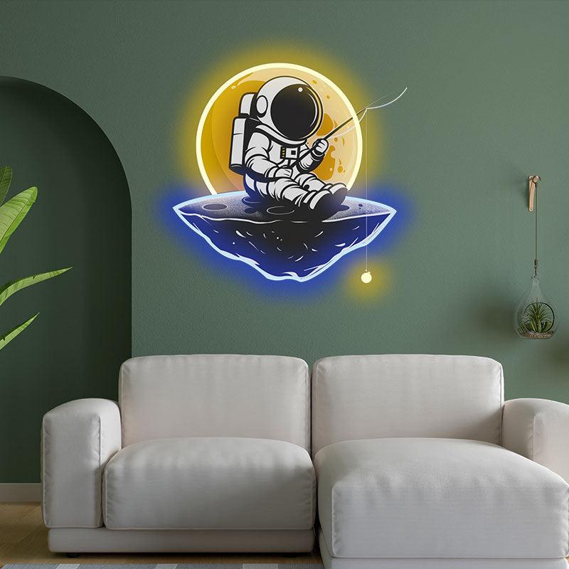 Astronaut Fishing Light - Whimsical LED neon sign product image