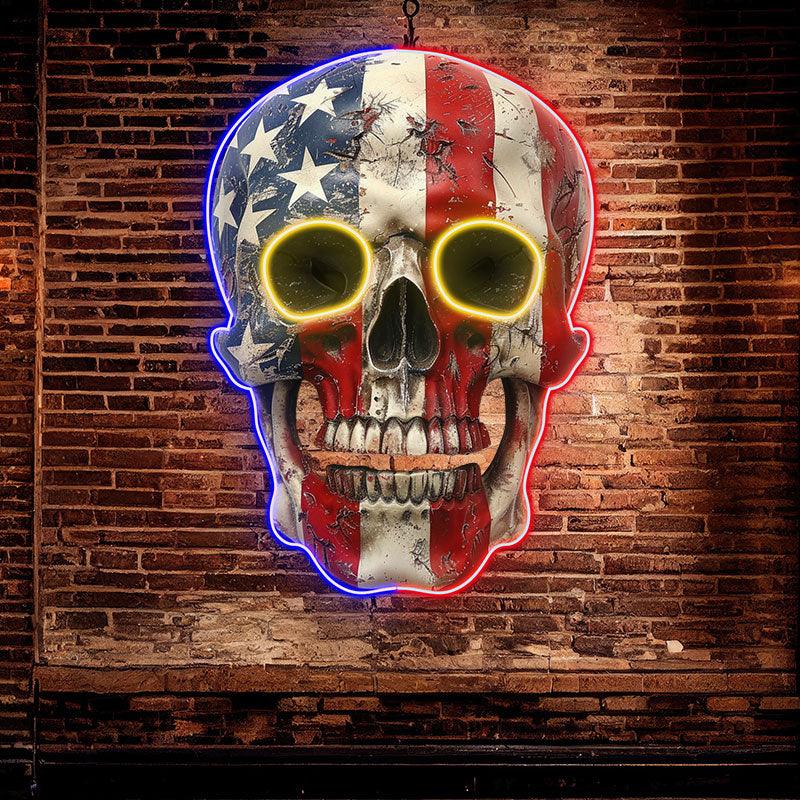 American Flag Skull Light Unique Decor LED neon sign product image