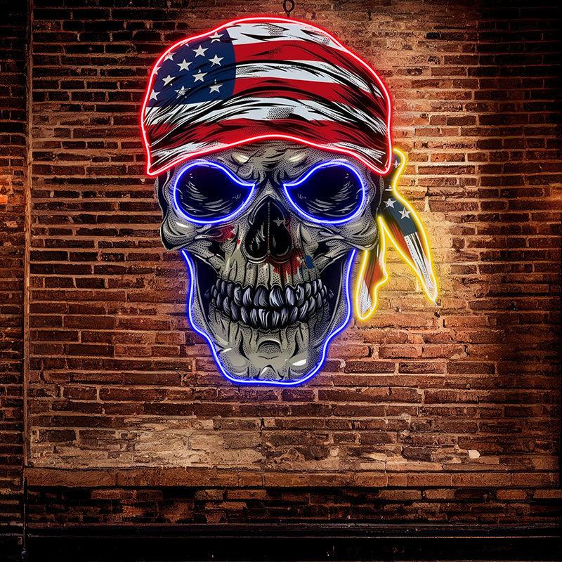 Patriotic Skull Halloween Light with LED neon sign product image
