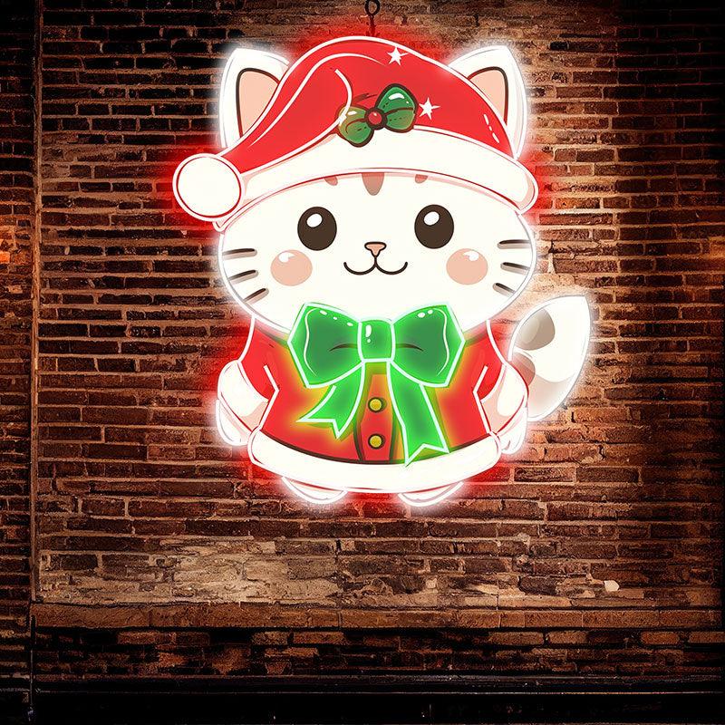 Cute Christmas Cat : Wearing a Red LED neon sign product image