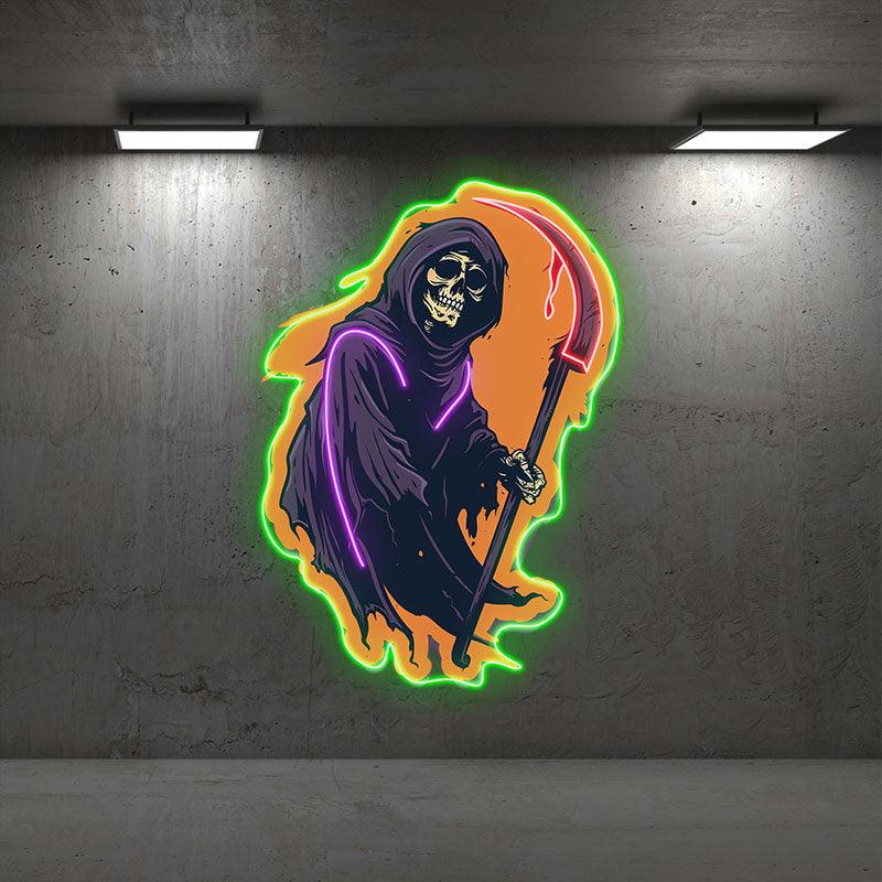 Sinister Grim Reaper Ghost with Scythe LED neon sign product image