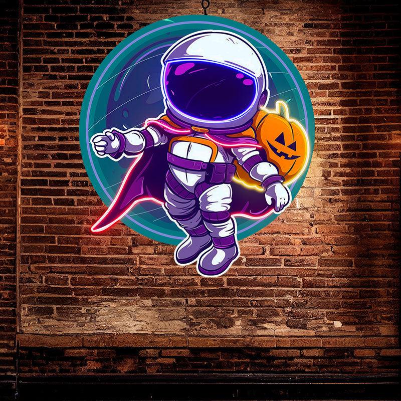 Astronaut and Pumpkin Good Friends LED neon sign product image