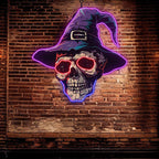 Spooky Skeleton in Wizard Hat and LED neon sign product image