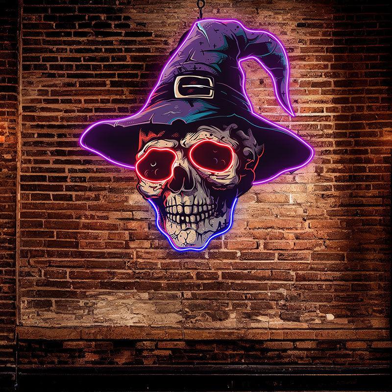 Spooky Skeleton in Wizard Hat and LED neon sign product image