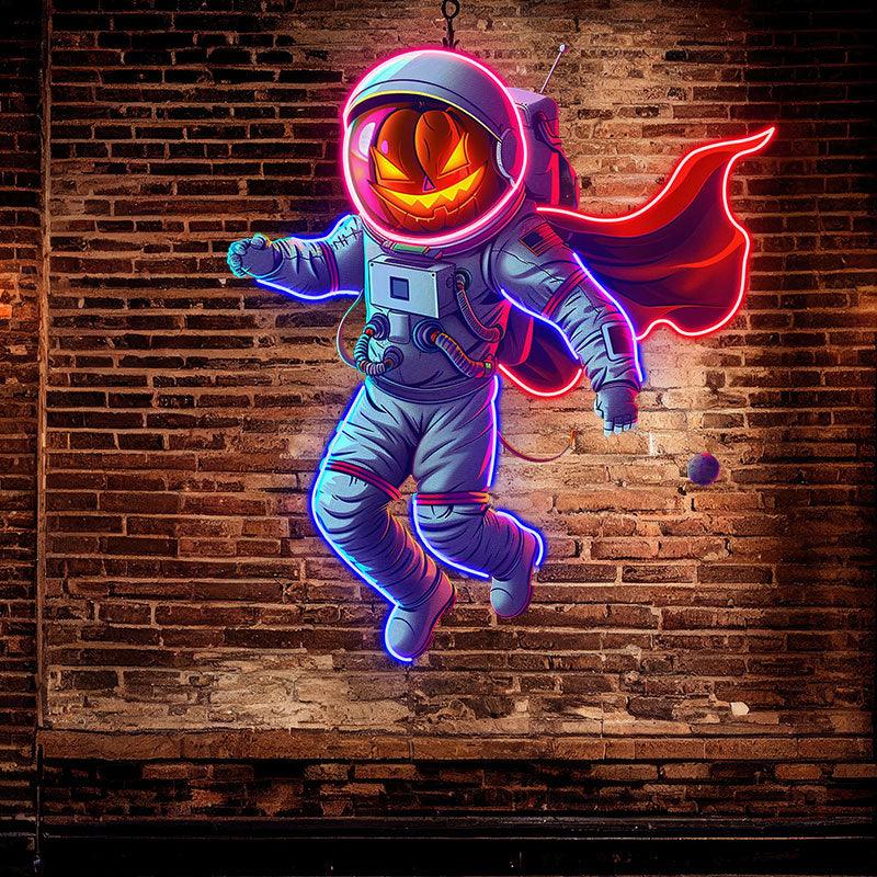 Astronaut Pumpkin Helmet Red Cloak LED neon sign product image