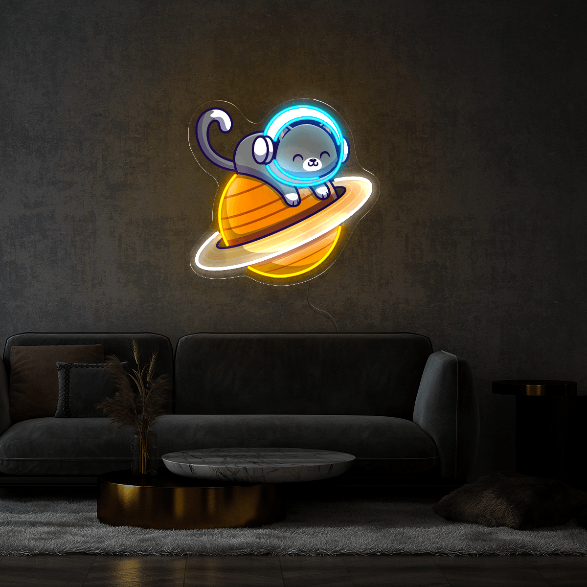 Cute Astronaut Cat Artwork LED neon sign product image