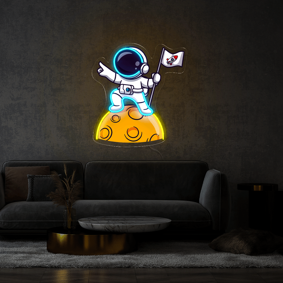 Cute Astronaut Lay on Moon Artwork LED neon sign by NeonCS