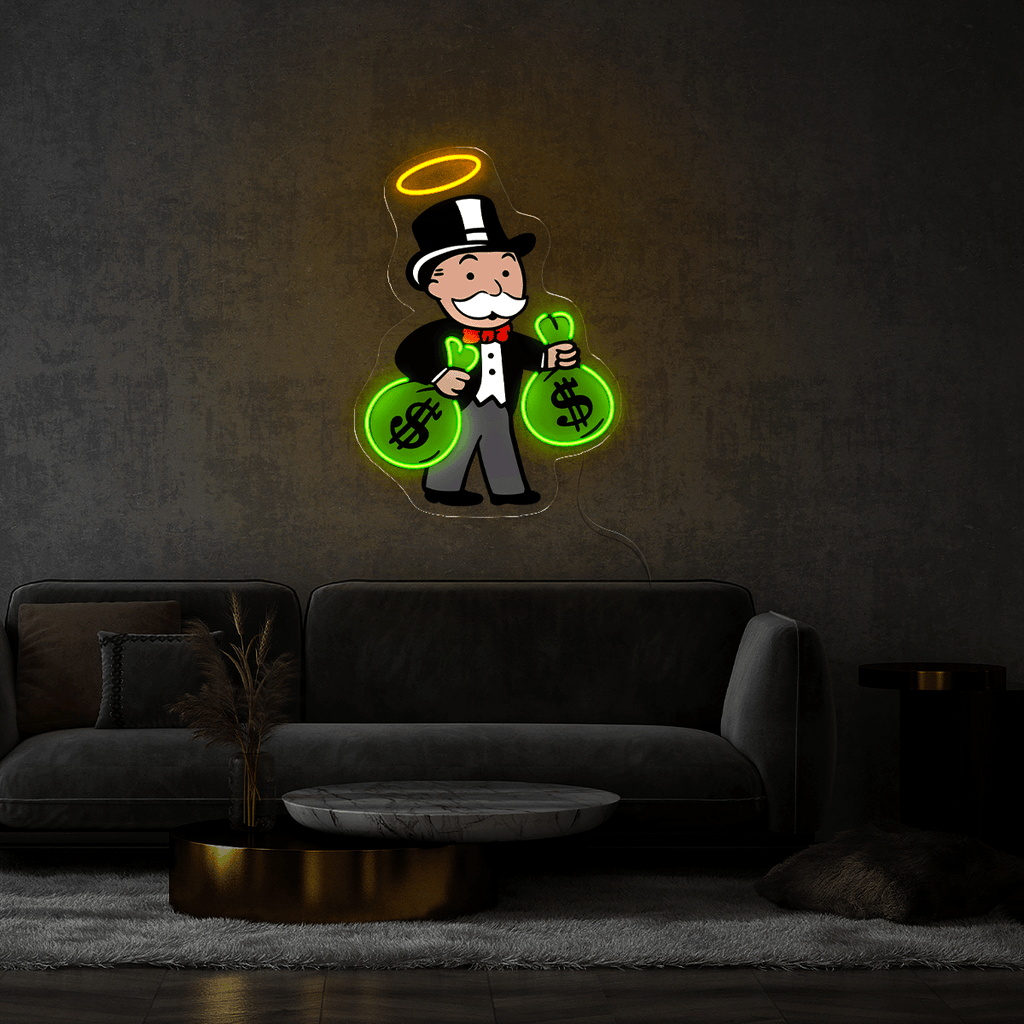 Monopoly Man Money Bag Artwork LED neon sign product image