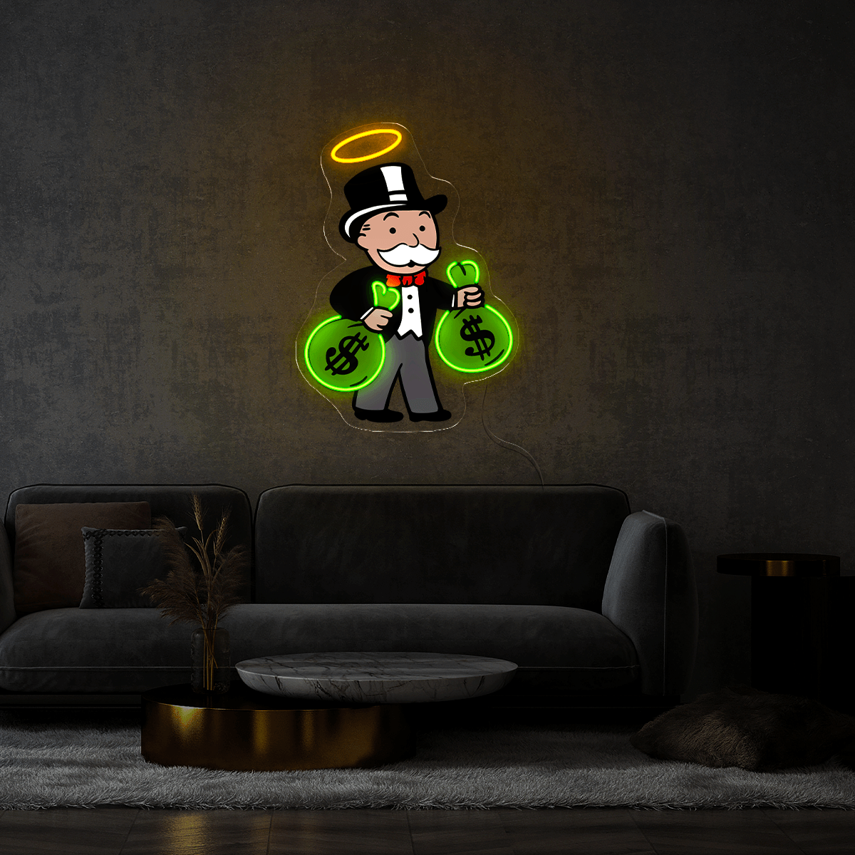 Monopoly Man Money Bag Artwork LED neon sign product image
