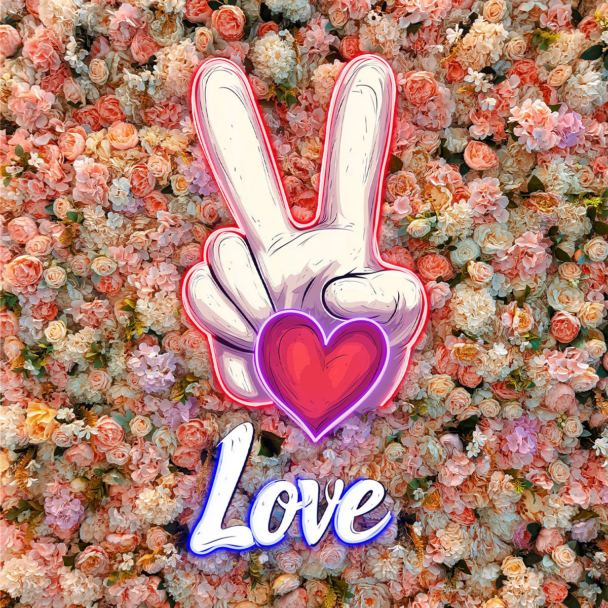 Custom Love Hand Romantic Peace Light LED neon sign product image