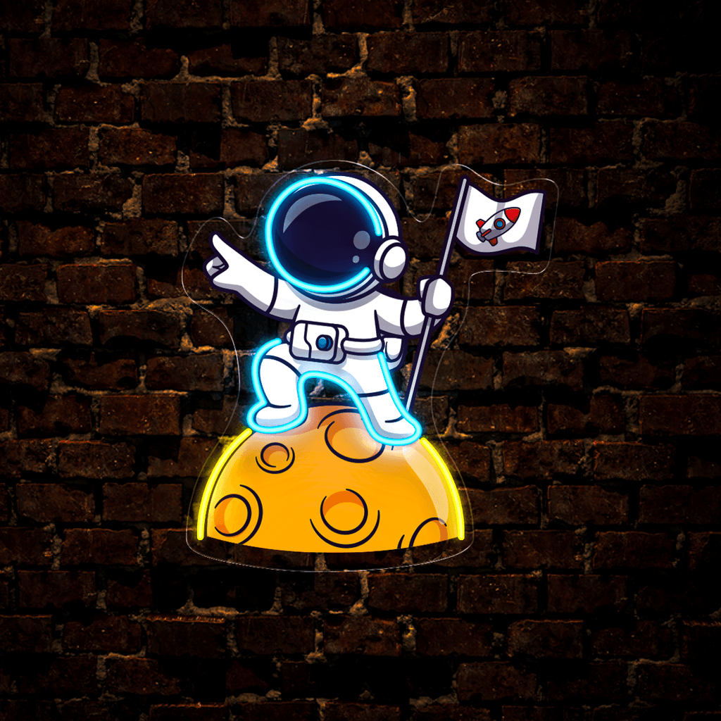 Cute Astronaut Lay on Moon Artwork LED neon sign product image