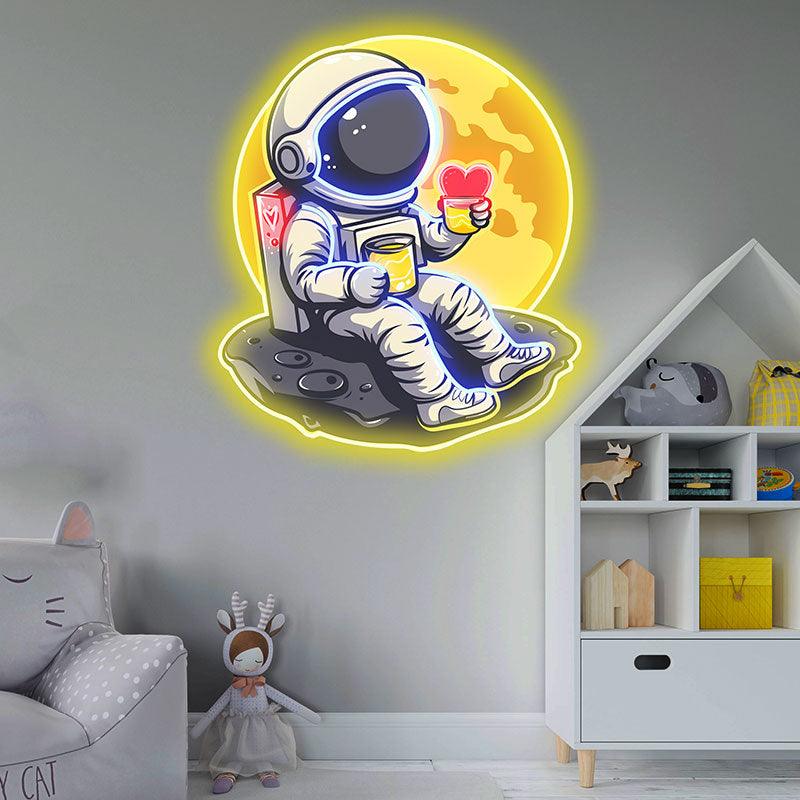 Love in Space: Astronaut Sipping LED neon sign product image