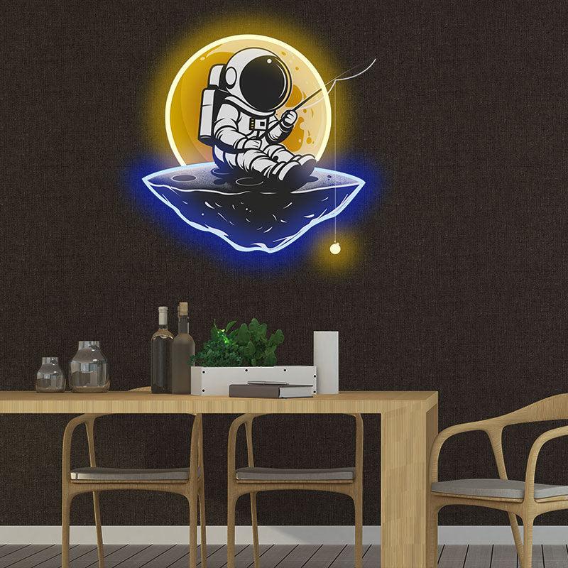 Astronaut Fishing Light - Whimsical LED neon sign product image