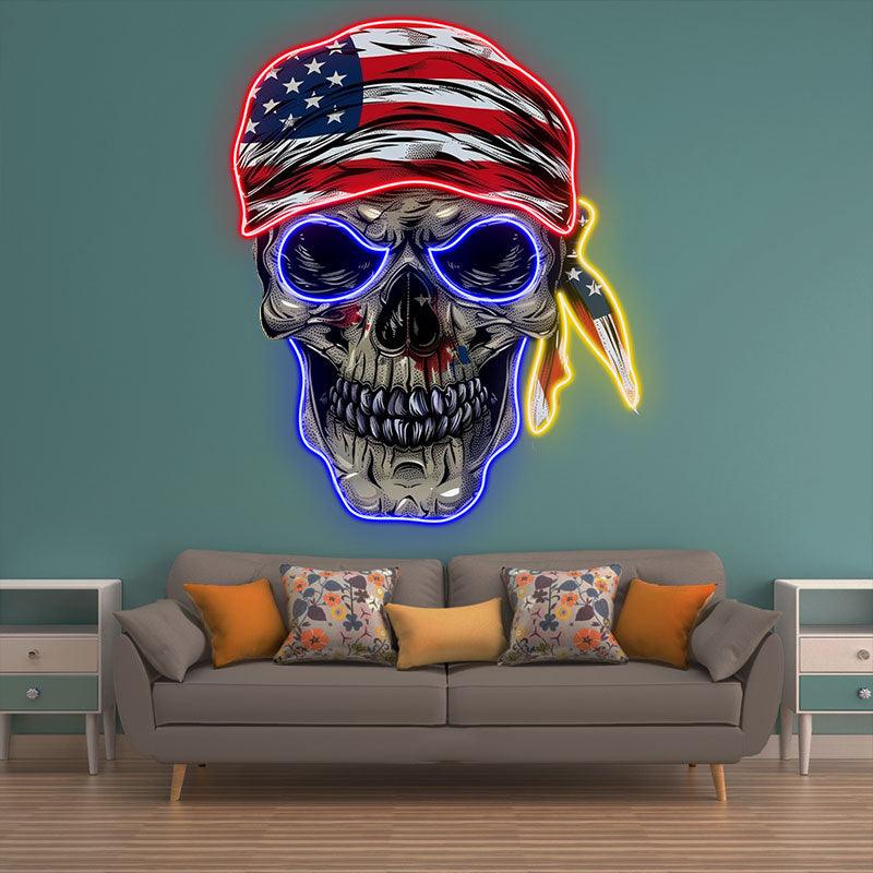 Patriotic Skull Halloween Light with LED neon sign product image