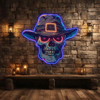 Stylish Skull with Hat Light Edgy Home LED neon sign product image