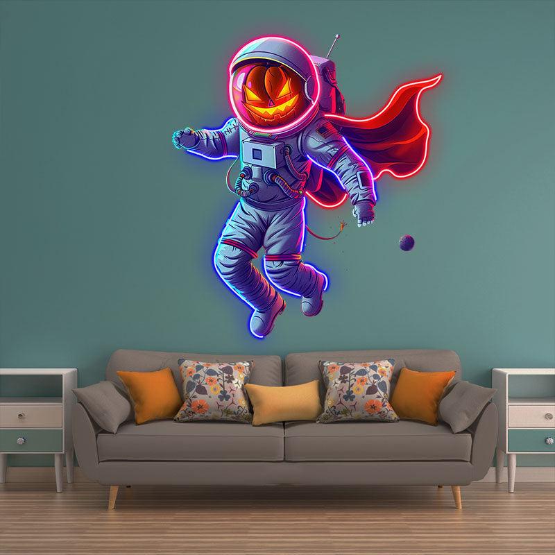 Astronaut Pumpkin Helmet Red Cloak LED neon sign product image