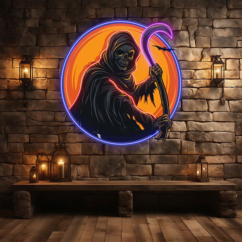Round Light: Spooky Grim Reaper Ghost LED neon sign product image