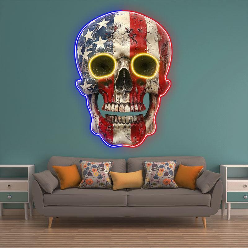 American Flag Skull Light Unique Decor LED neon sign product image