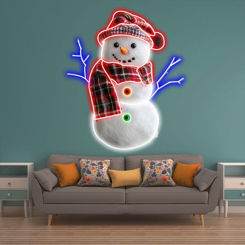 Cute Snowman with Hat & Scarf Perfect LED neon sign product image