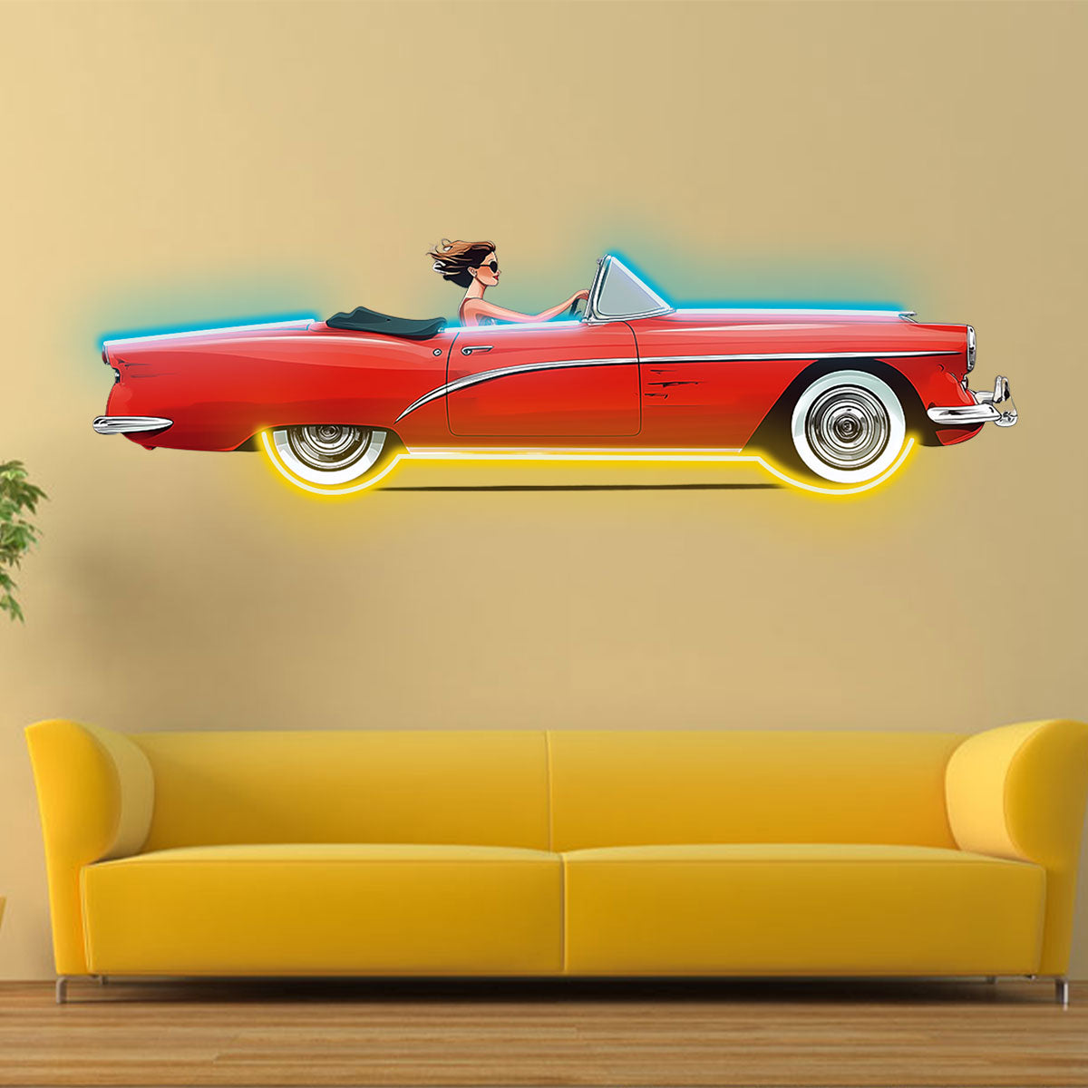 Vintage Red Car Car Neon Wall Art LED neon sign product image