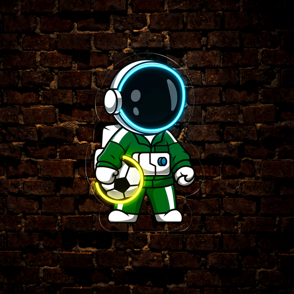 Astronaut Playing Soccer Ball Artwork LED neon sign by NeonCS