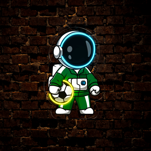Astronaut Playing Soccer Ball Artwork LED neon sign by NeonCS