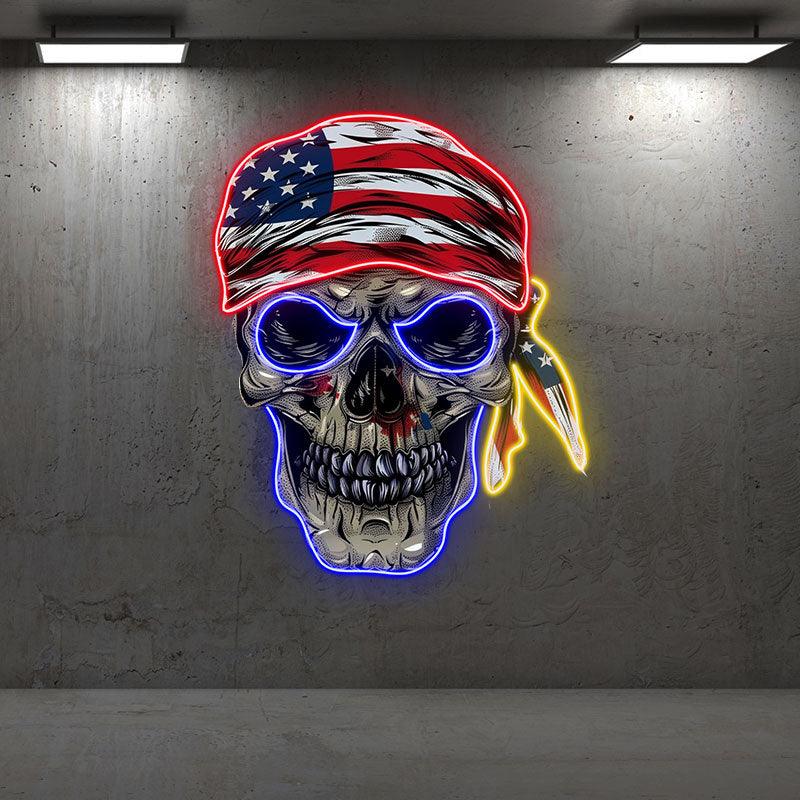 Patriotic Skull Halloween Light with LED neon sign product image