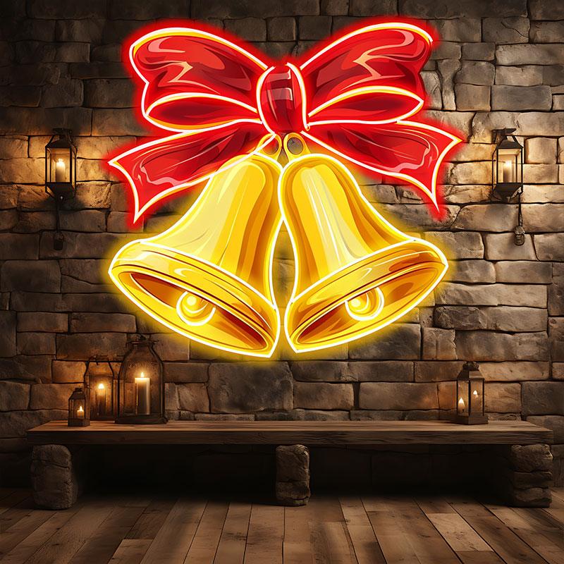 Christmas Bells Red Bow Tie Decoration LED neon sign product image