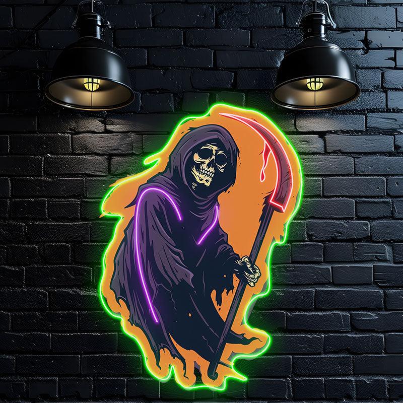 Sinister Grim Reaper Ghost with Scythe LED neon sign product image