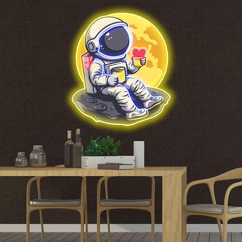 Love in Space: Astronaut Sipping LED neon sign product image