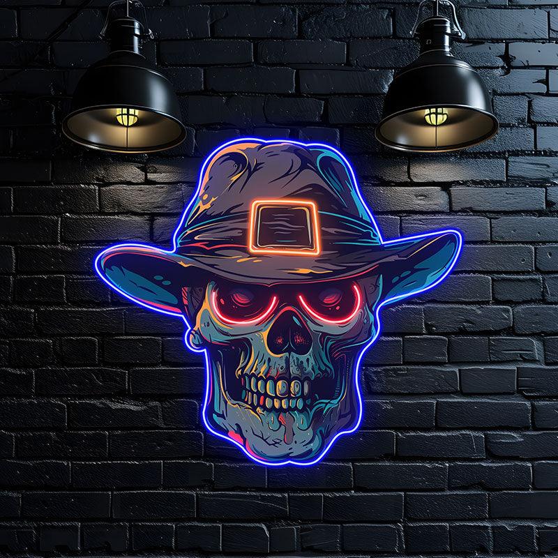 Stylish Skull with Hat Light Edgy Home LED neon sign product image