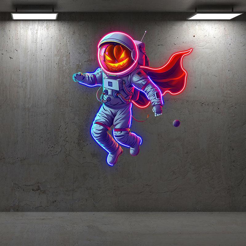 Astronaut Pumpkin Helmet Red Cloak LED neon sign product image