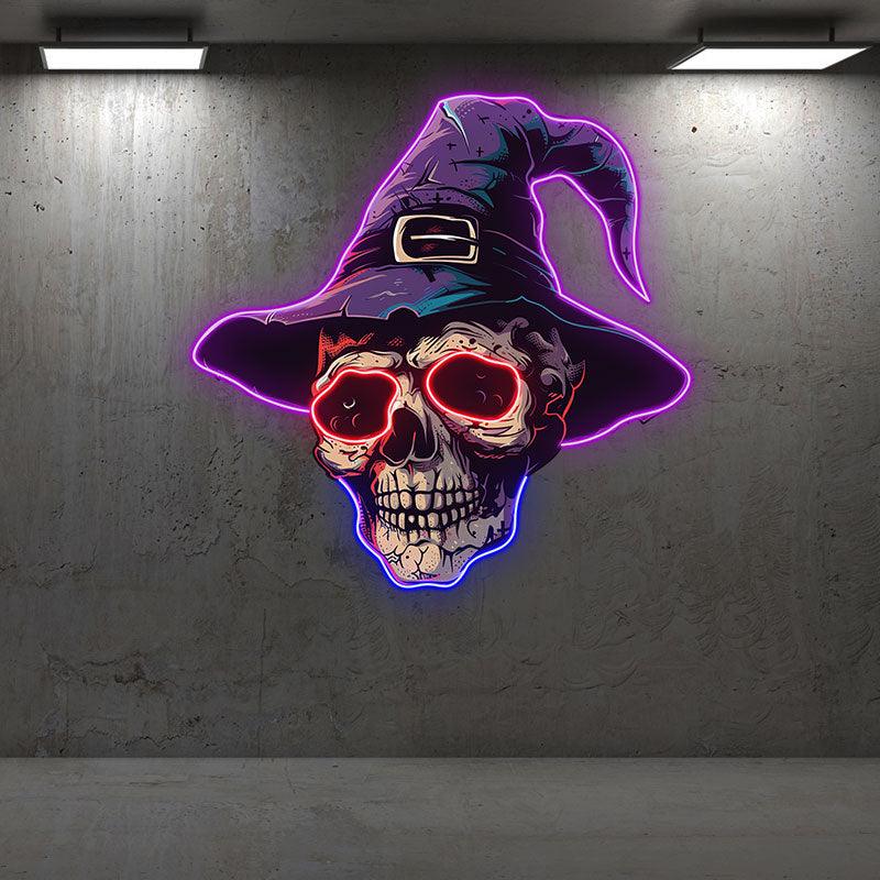 Spooky Skeleton in Wizard Hat and LED neon sign product image