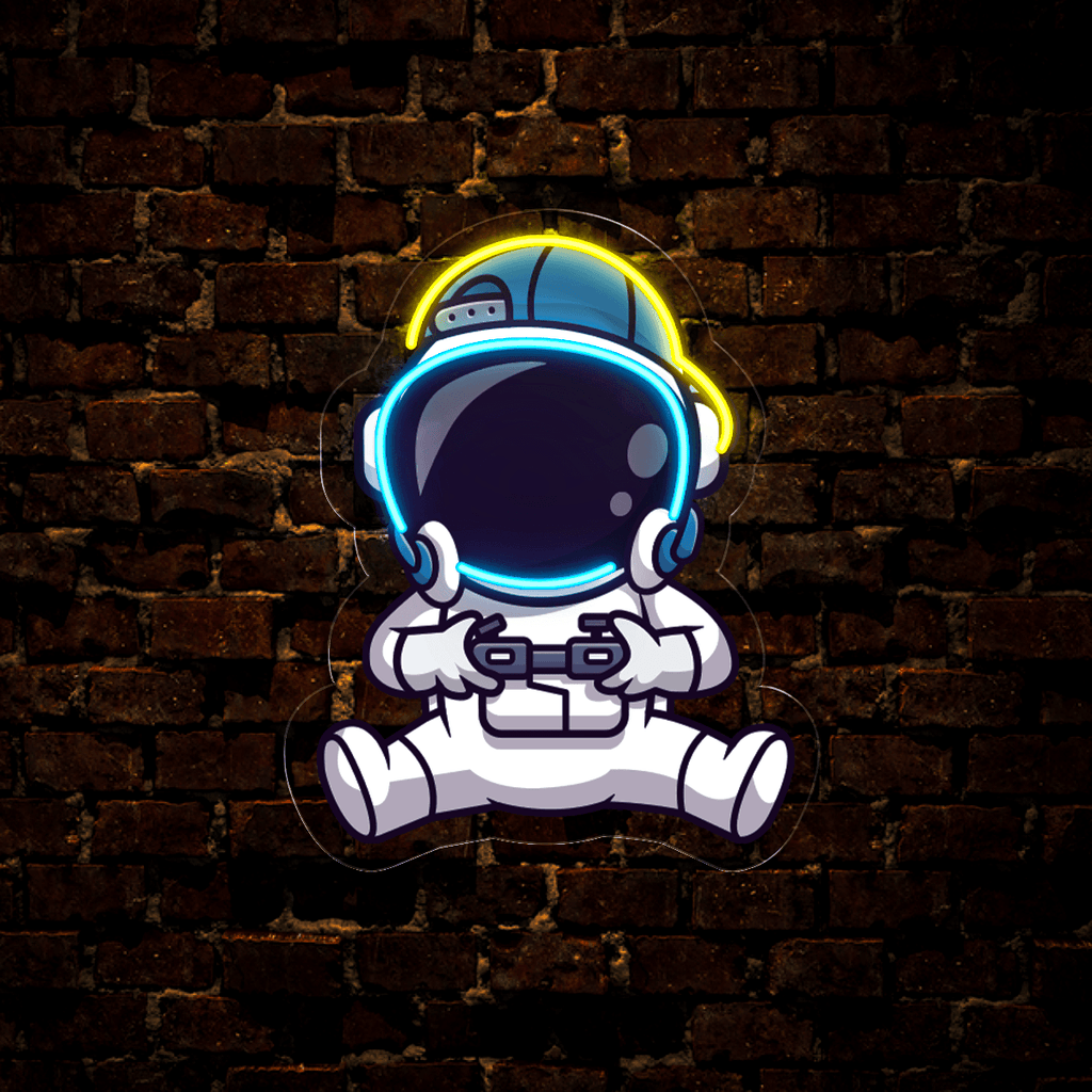 Cute Astronaut Playing Game Artwork LED neon sign product image