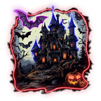 Haunted Castle with Bats and LED neon sign product image