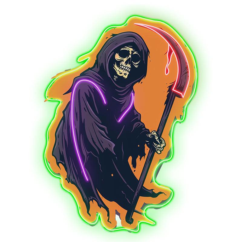 Sinister Grim Reaper Ghost with Scythe LED neon sign product image