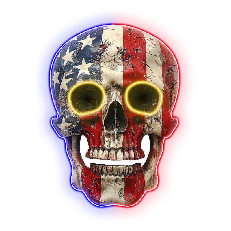 American Flag Skull Light Unique Decor LED neon sign product image