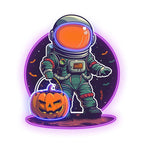 Astronaut Carrying Pumpkin Lights LED neon sign product image