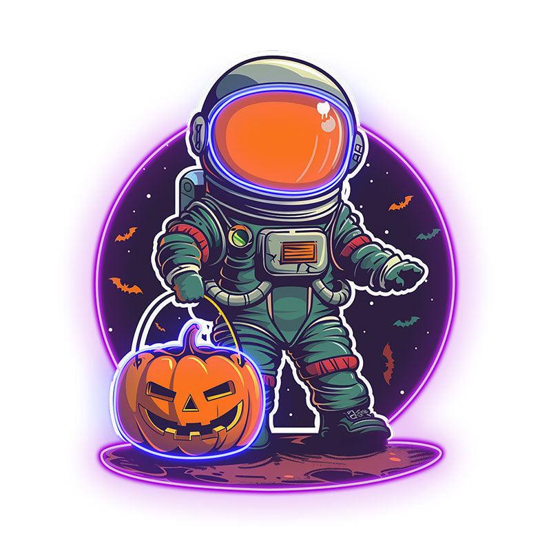 Astronaut Carrying Pumpkin Lights LED neon sign product image
