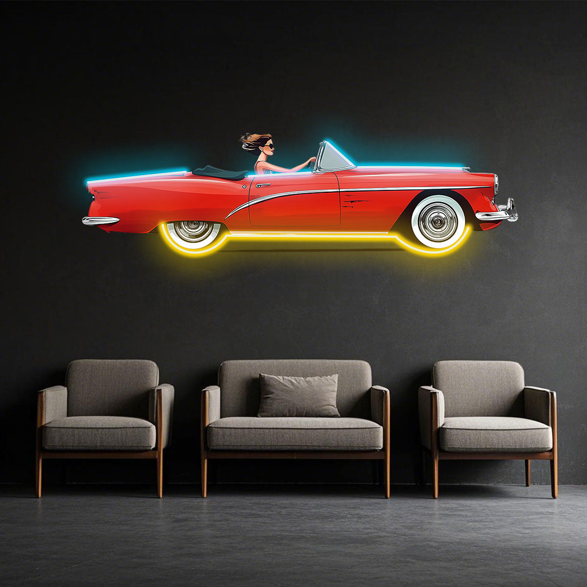 Vintage Red Car Car Neon Wall Art LED neon sign product image