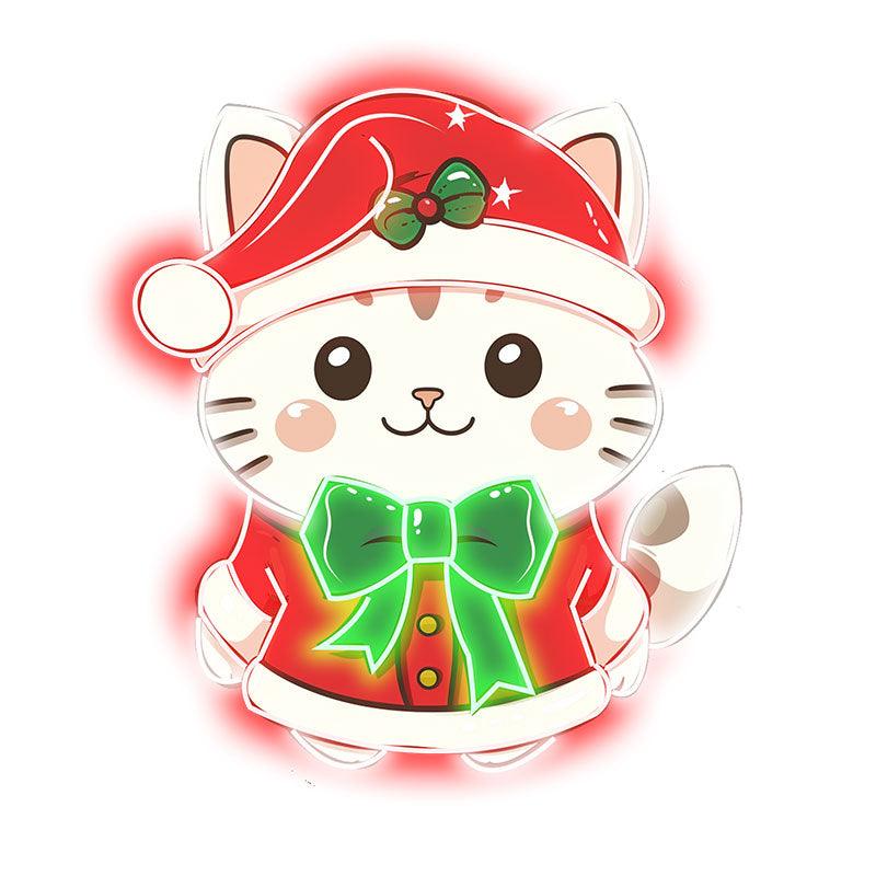 Cute Christmas Cat : Wearing a Red LED neon sign product image