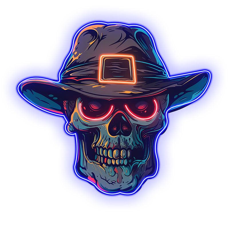 Stylish Skull with Hat Light Edgy Home LED neon sign product image