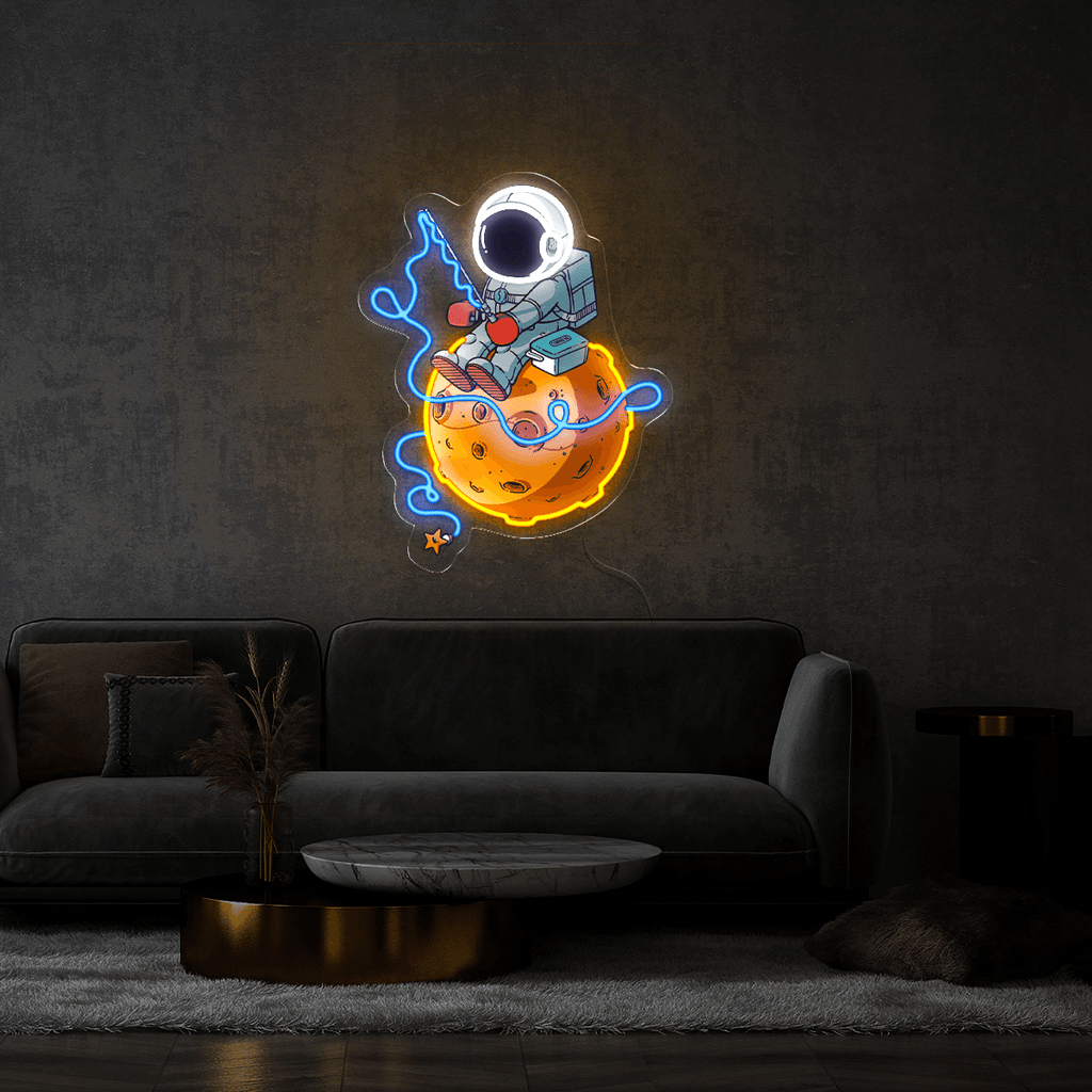 Astronaut Fishing Artwork LED neon sign product image