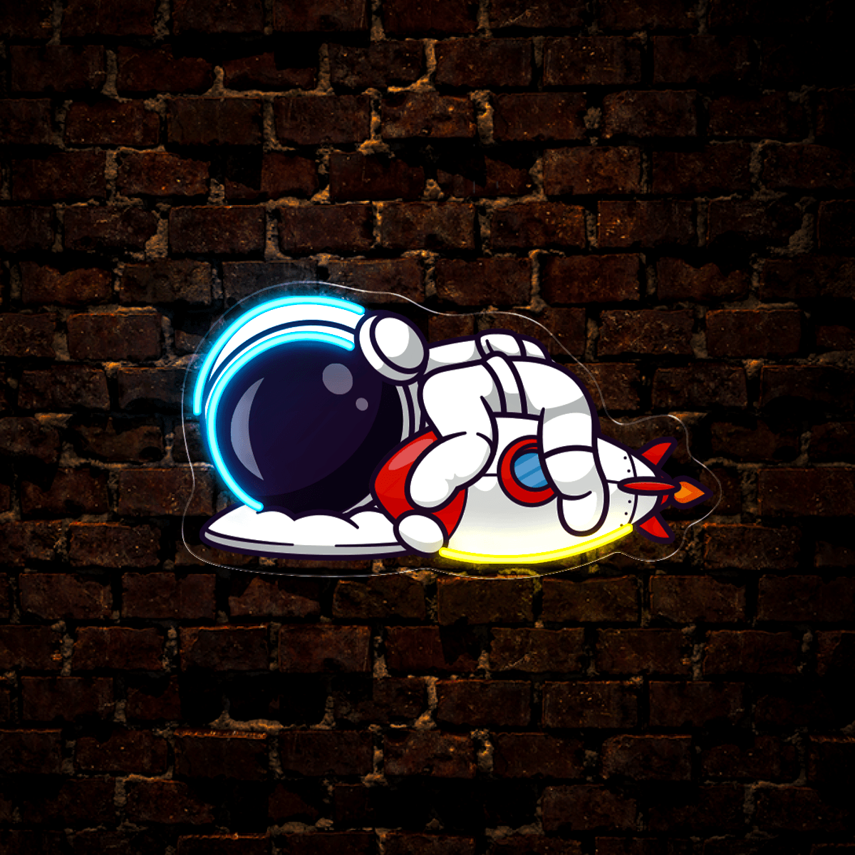 Cute Astronaut Sleeping with Rocket LED neon sign product image