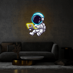 Cute Astronaut Working on Laptop in LED neon sign product image