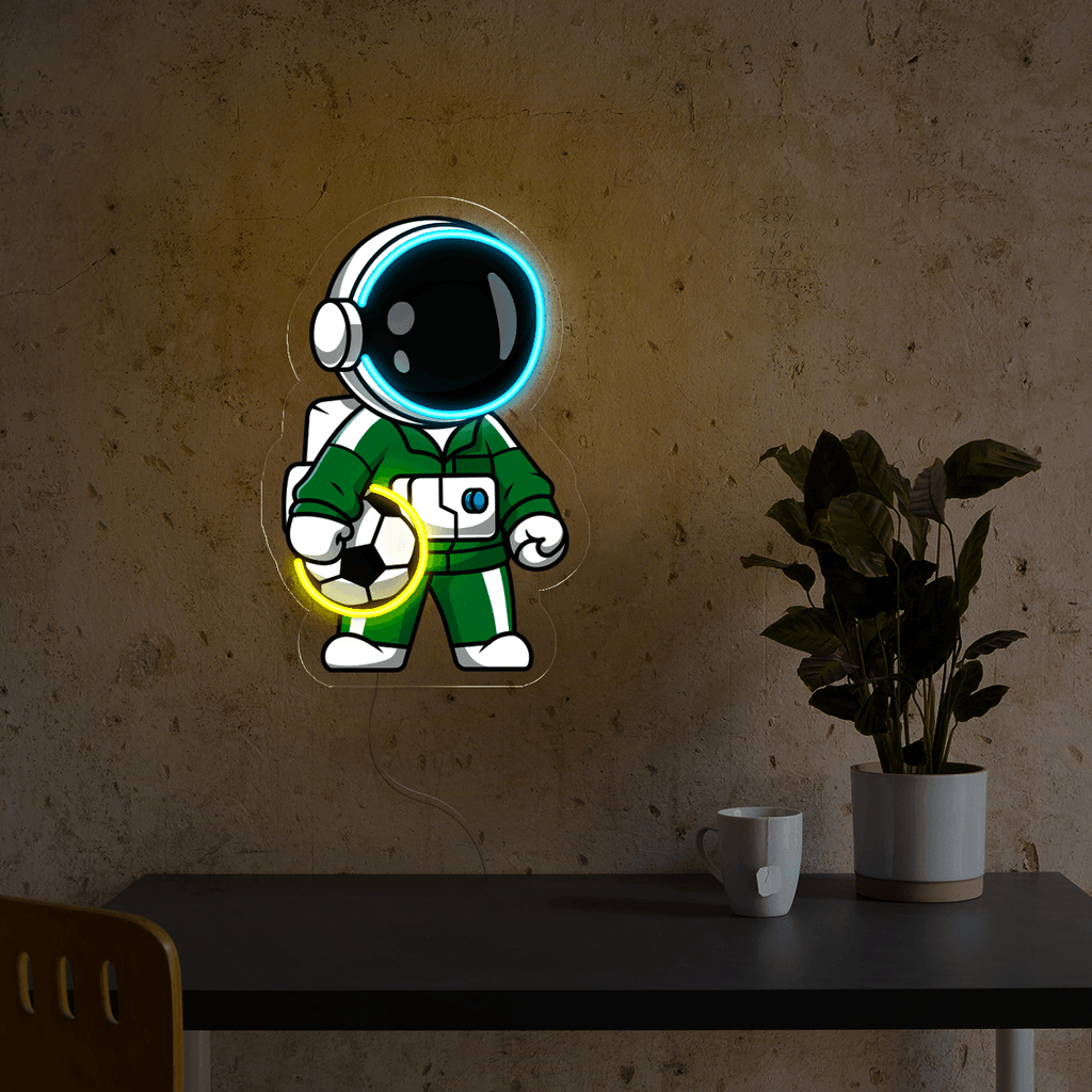 Astronaut Playing Soccer Ball Artwork LED neon sign product image