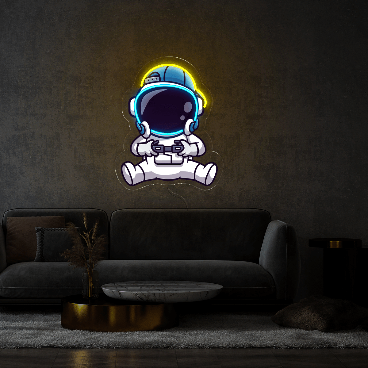 Cute Astronaut Playing Game Artwork LED neon sign by NeonCS