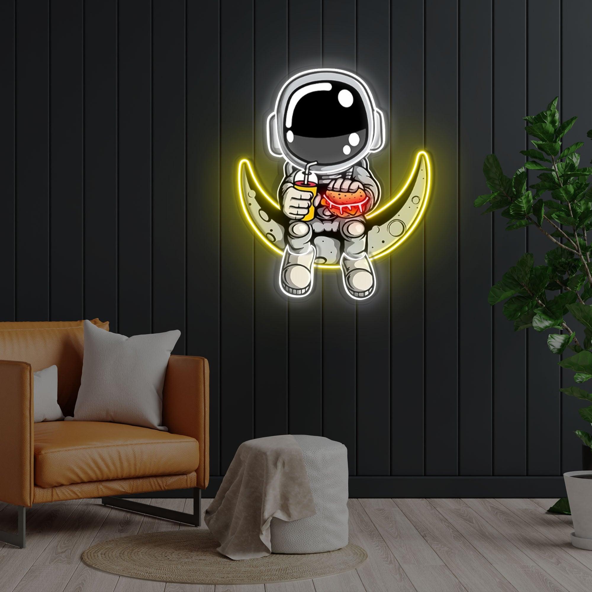 Astronaut Hamburger" Acrylic Artwork LED neon sign product image