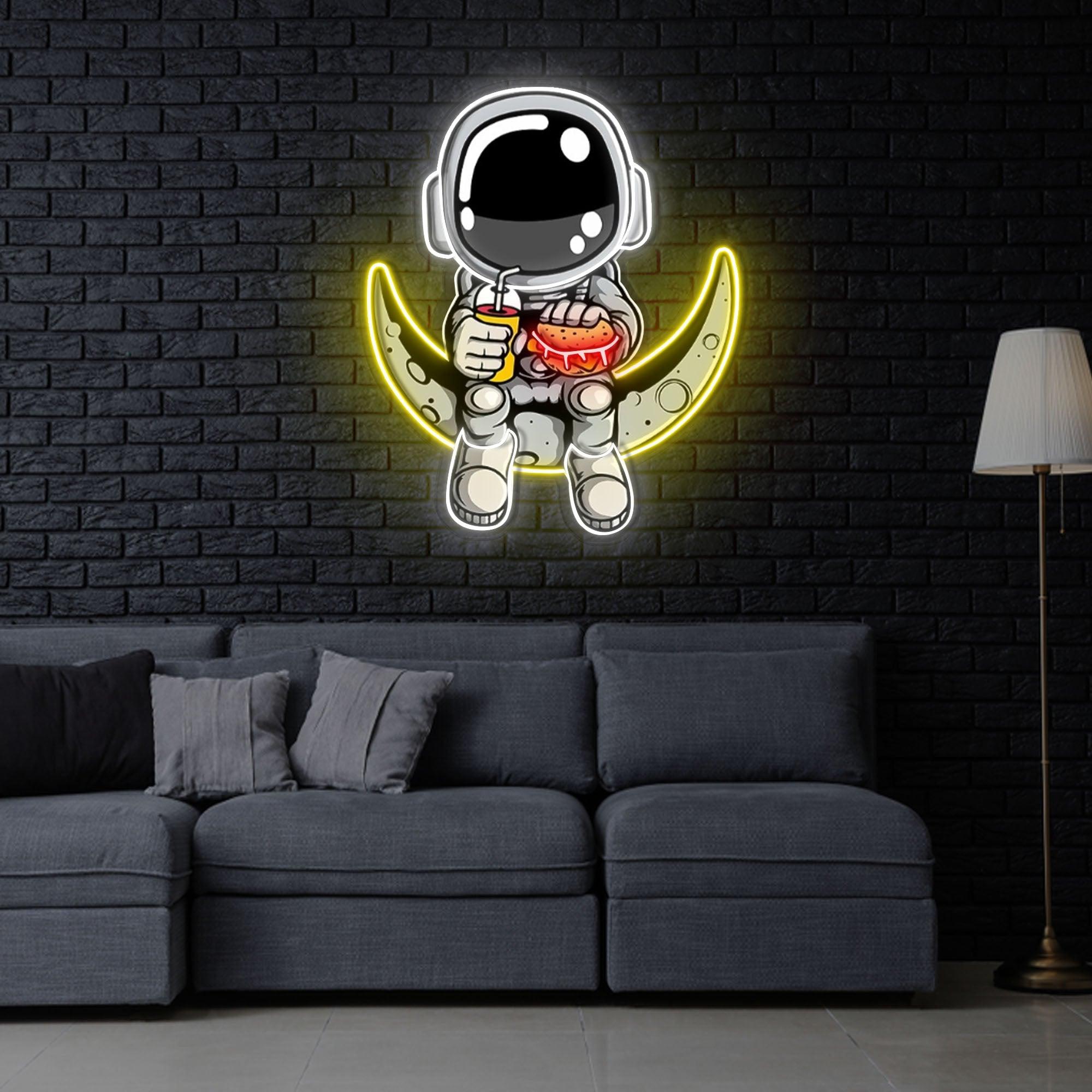 Astronaut Hamburger" Acrylic Artwork LED neon sign product image